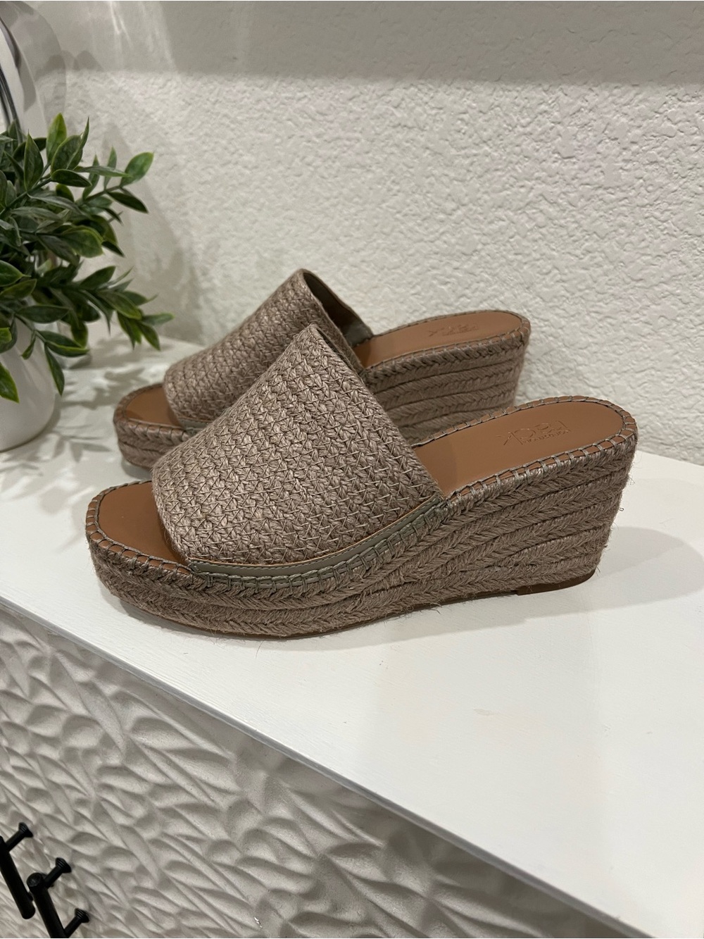 Woven Espadrille Wedge Slide - Taupe